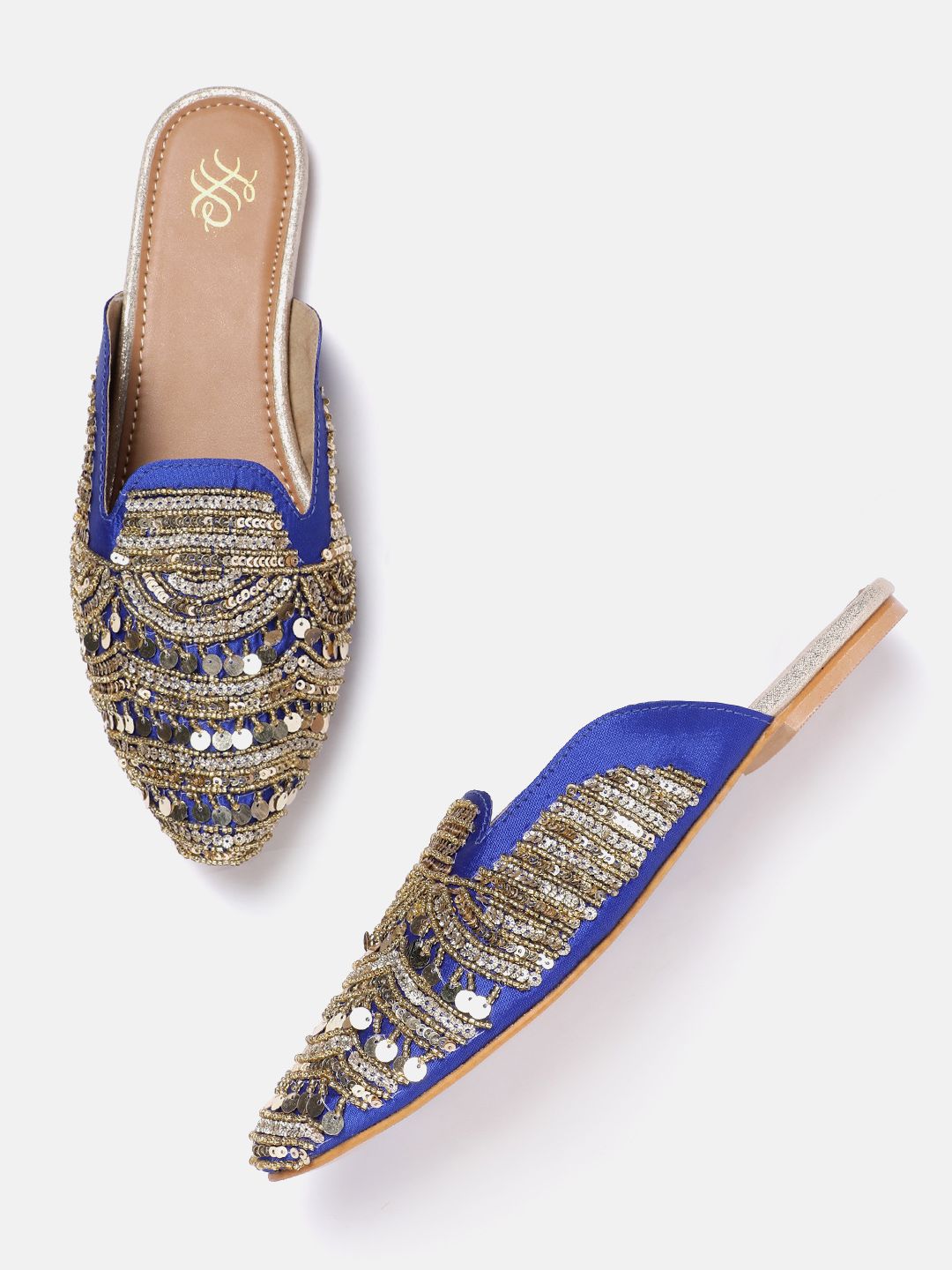 House of Pataudi Women Embellished Ethnic Mules Flats