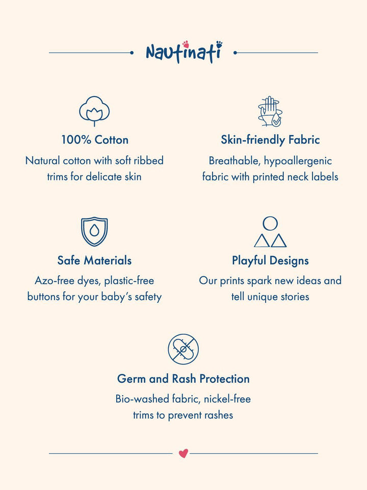 Nauti Nati Bayi -Pcs dicetak bodysuit kapas lembut tulen