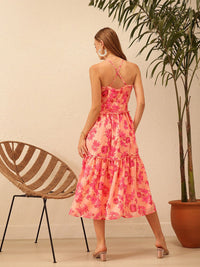 STREET 9 Floral Printed Shoulder Straps Georgette Maxi Dress