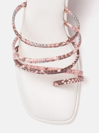 Lino Perros Snakeskin Print Strappy Slim Heels