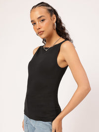 Noir Elegance Strappy Fitted Top