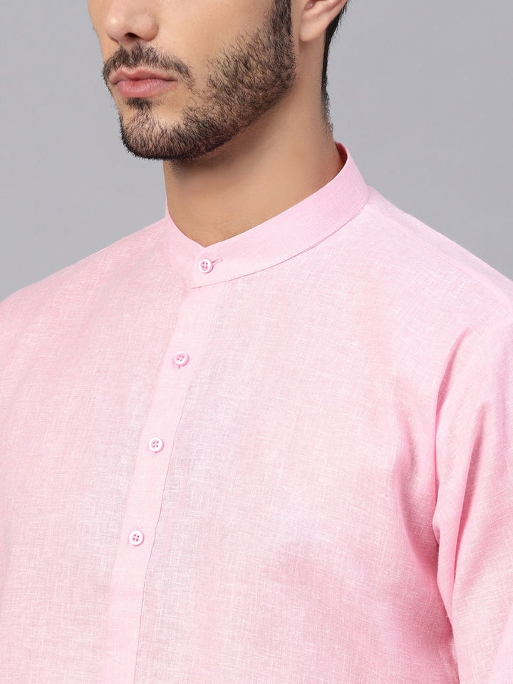 SOJANYA Men Pink Solid Kurta Straight