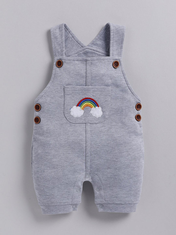 Moms Love Infant Boys Pure Cotton Dungaree With Striped T-Shirt