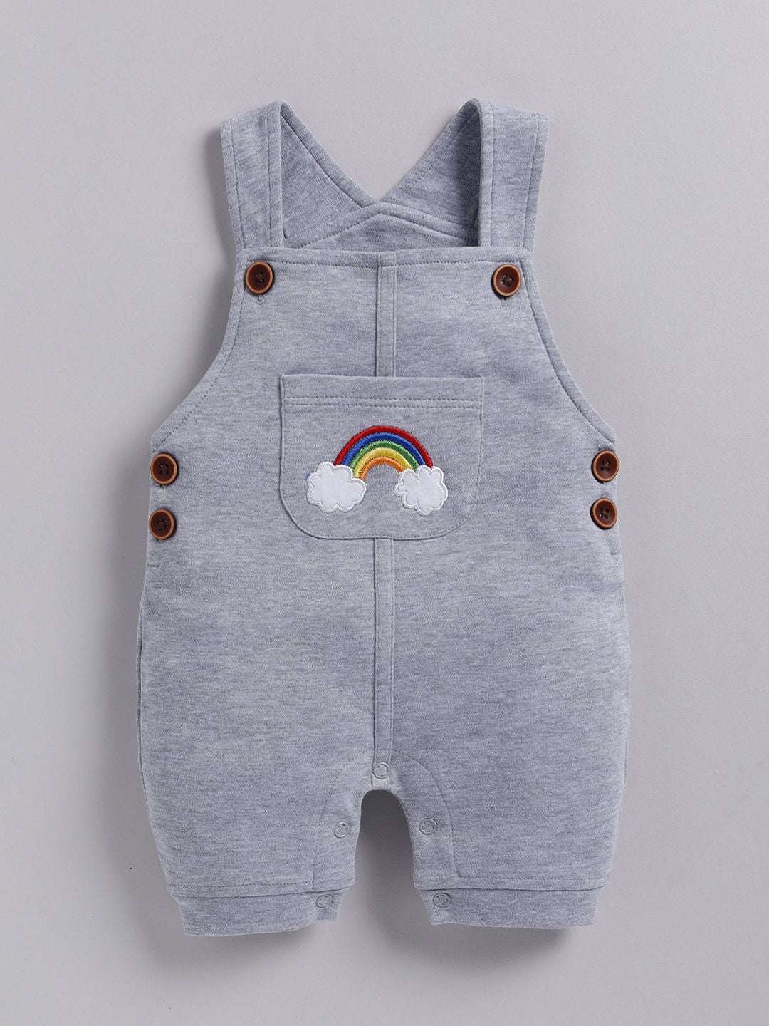 Moms Love Infant Boys Pure Cotton Dungaree With Striped T-Shirt