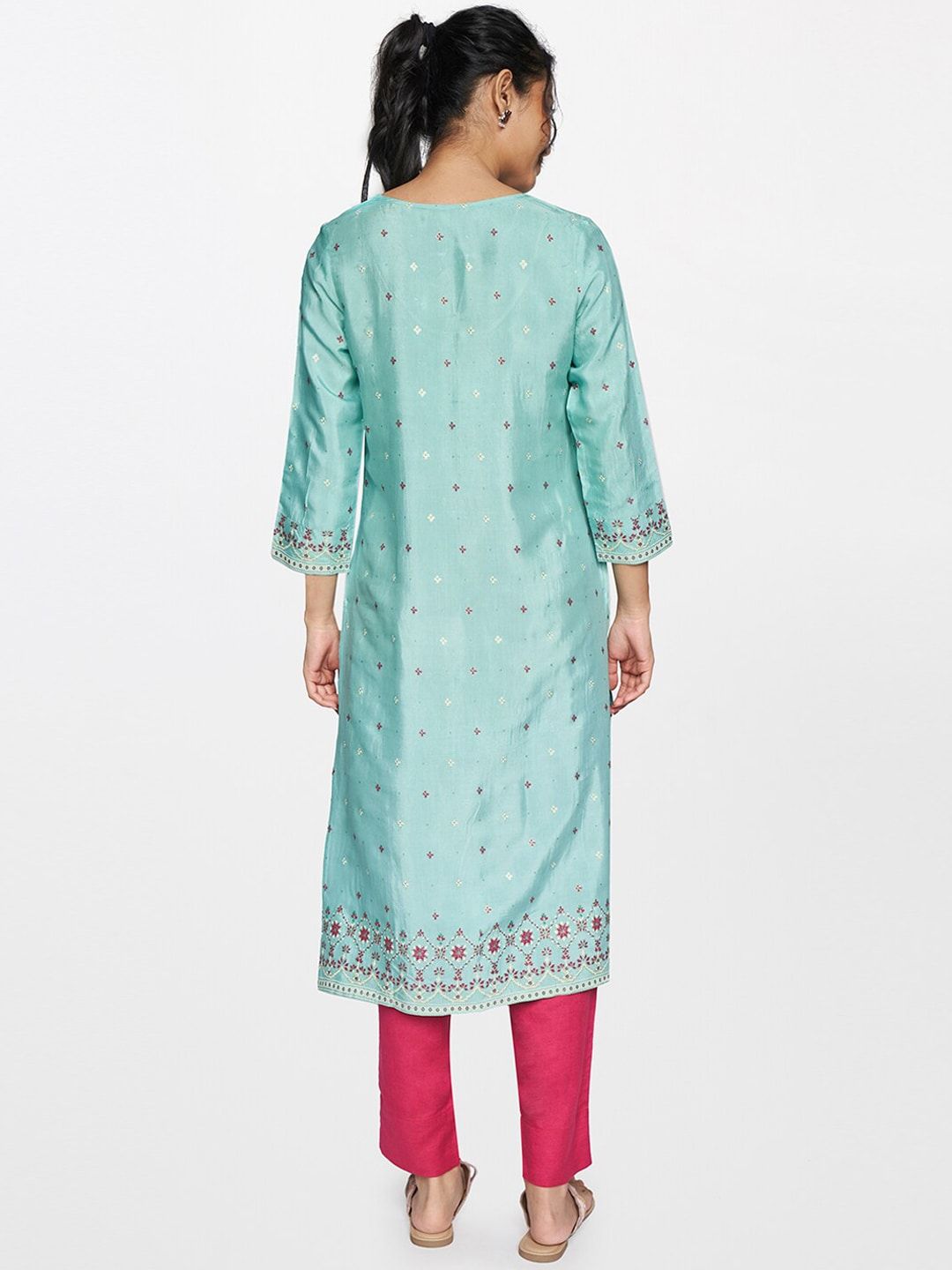 Global Desi Women Blue Printed Kurta