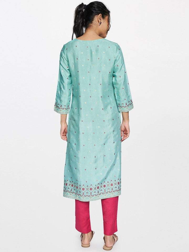 Global Desi Women Blue Printed Kurta