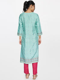 Global Desi Women Blue Printed Kurta