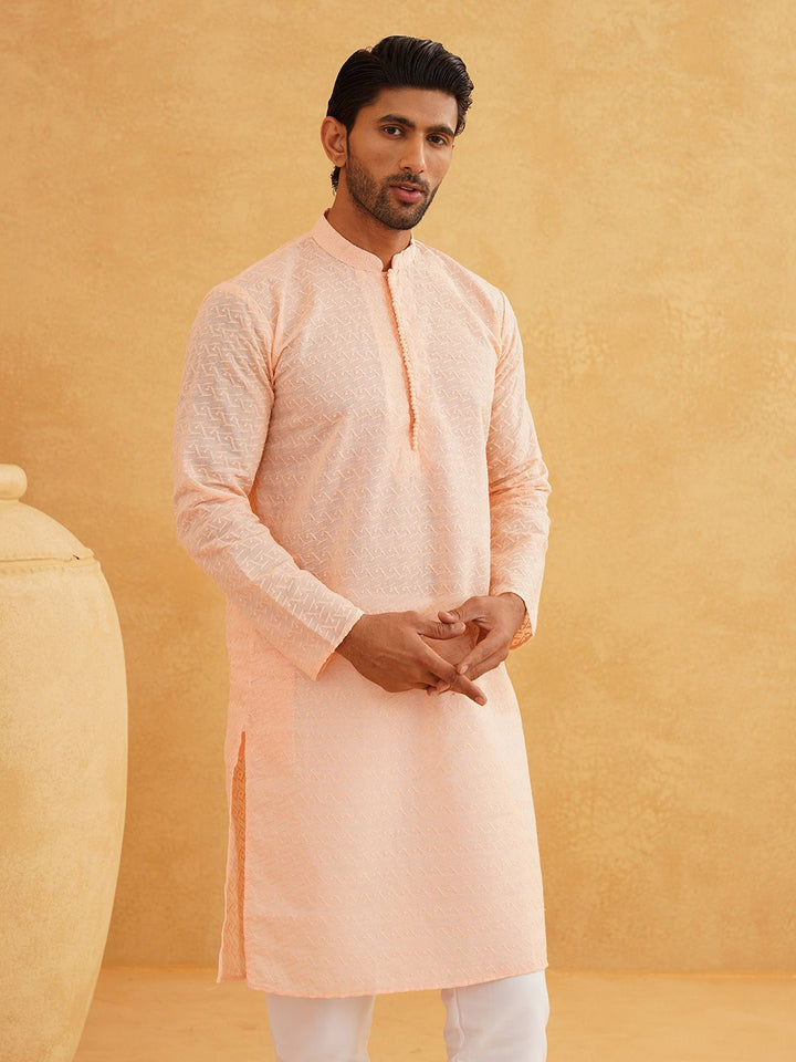 SOJANYA Geometric Embroidered Pure Cotton Straight Kurta