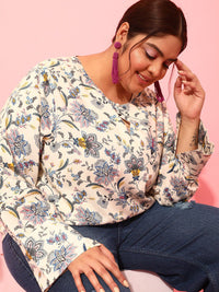 CURVY STREET Plus Size Floral Printed Top