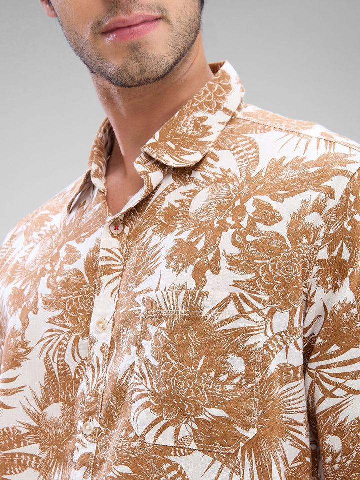 SPYKAR Men Slim Fit Floral Printed Opaque Spread Collar Casual Shirt