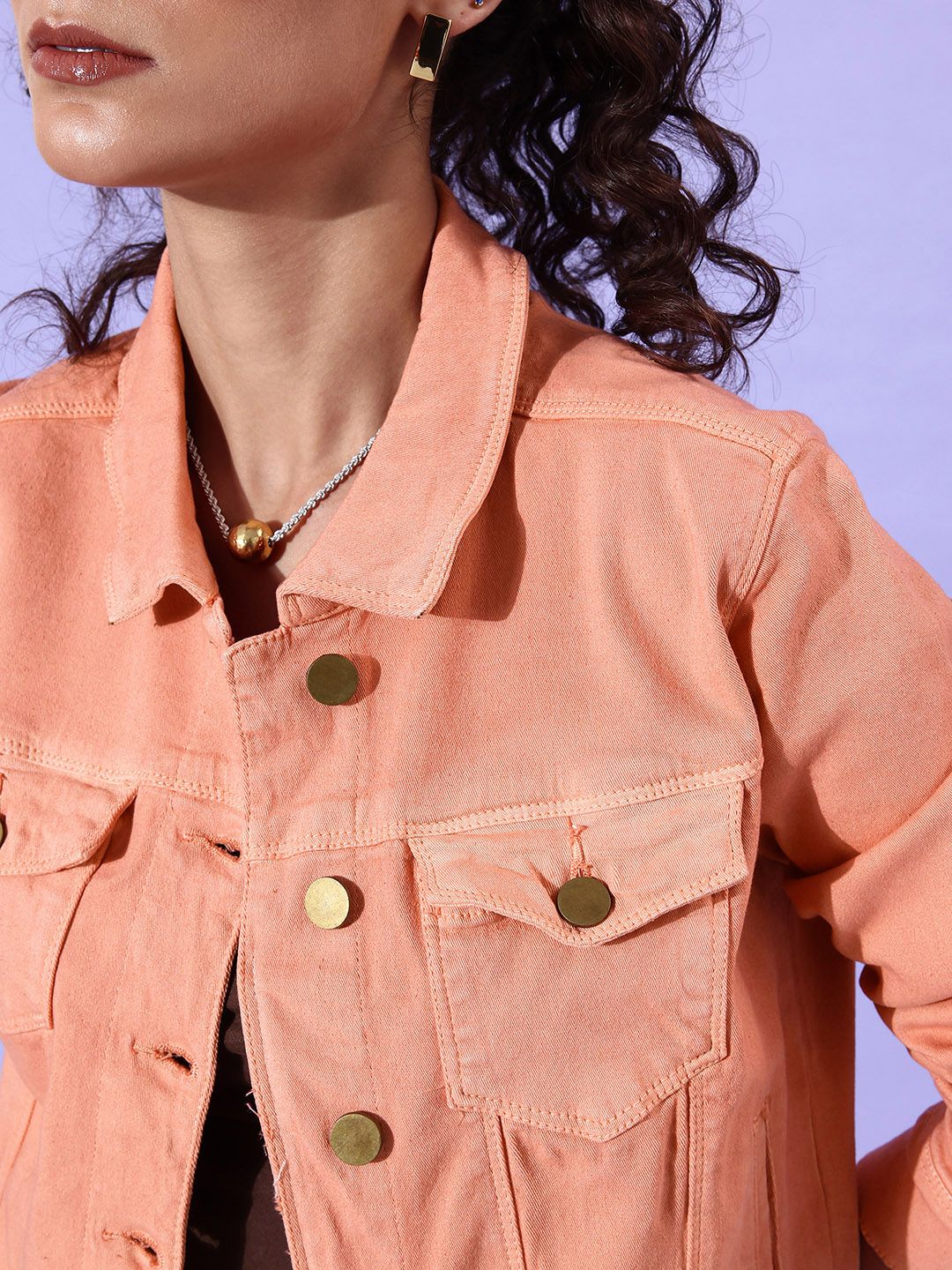 DressBerry Solid Pure Cotton Casual Denim Jacket