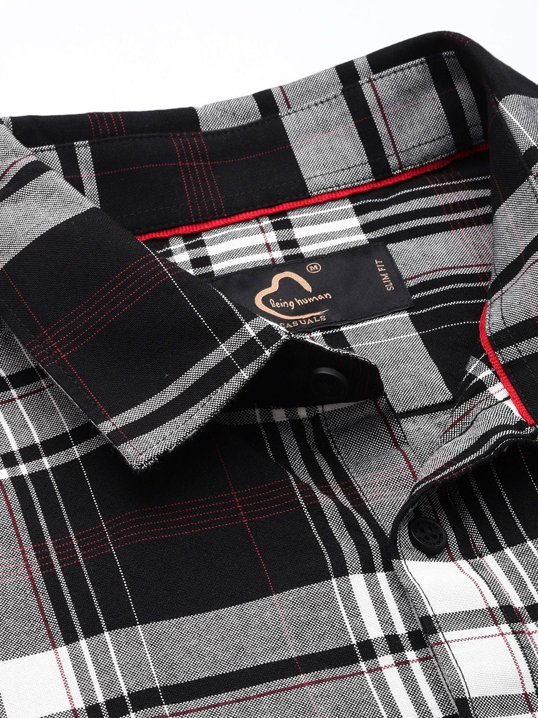 Being Human Slim Fit Opaque Pure Cotton Checked Casual Shirt