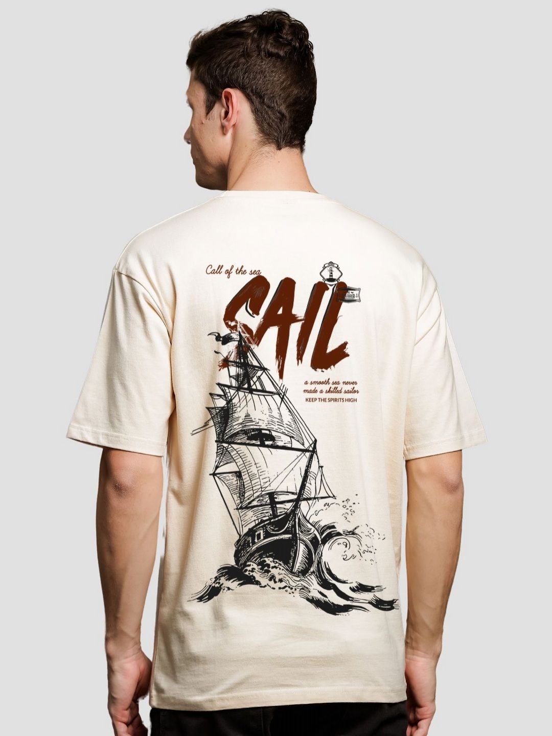 ADRO Lelaki Baju T-Shirt Bersaiz Besar Kapas Lengan Jatuh Bercetak Grafik