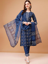 KALINI Floral Printed Kurta & Trousers With Dupatta