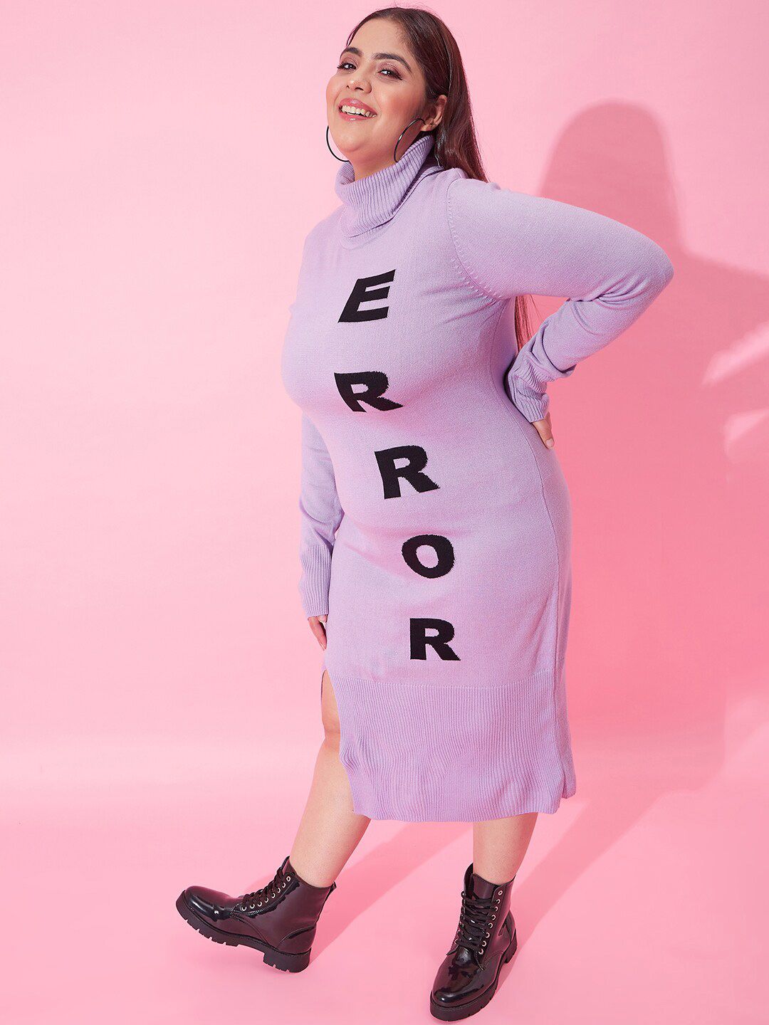 CURVY STREET Typography Printed T-shirt Midi Dress