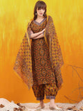 KALINI  Floral Printed V-Neck Straight Kurta With Salwar And Dupatta