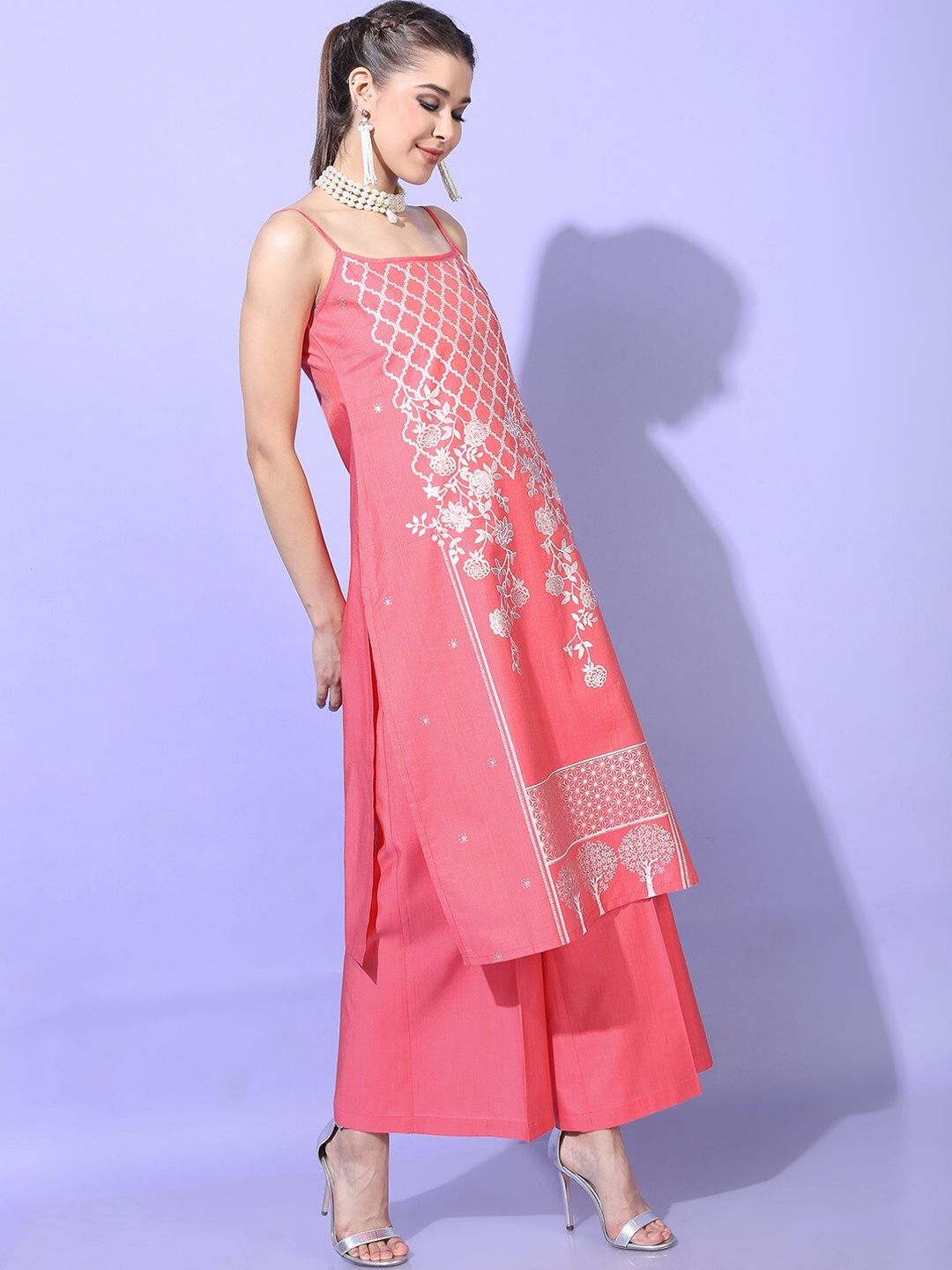 Vishudh Women Floral Viscose Rayon Kurta with Palazzo and dupatta