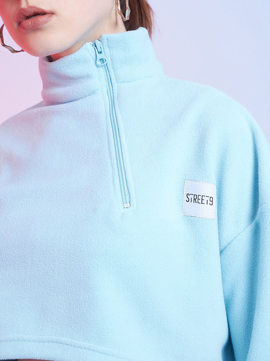 STREET 9 High Neck Crop Sweatshirt