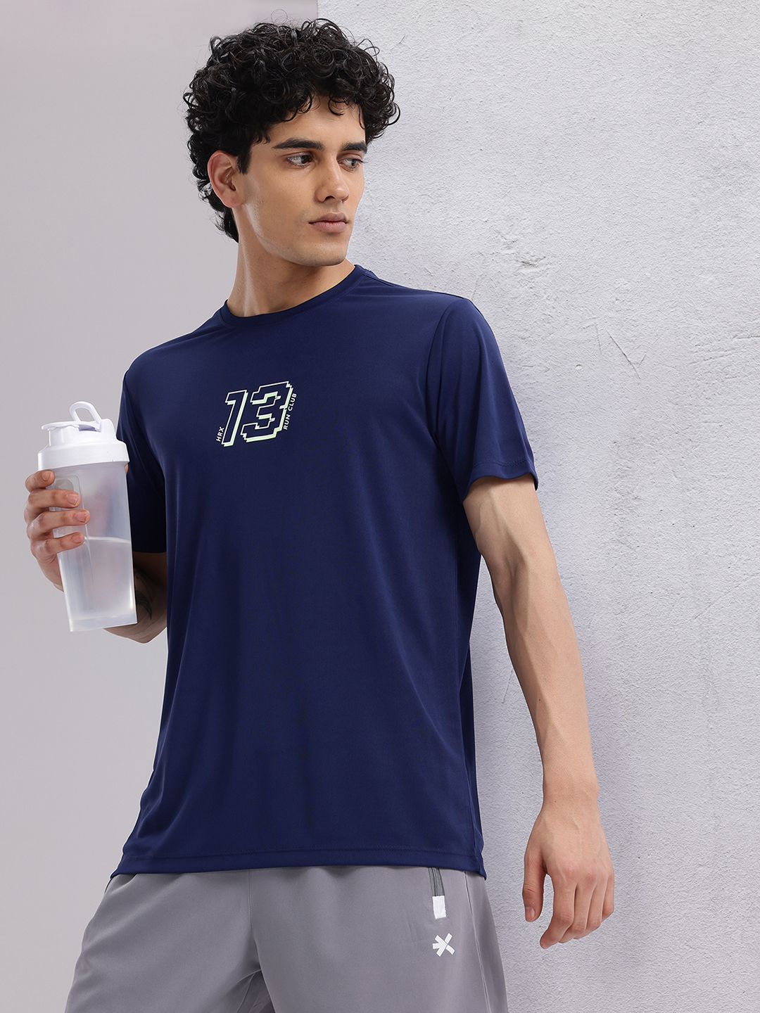 HRX by Hrithik Roshan Rapid-Dry Typography Print Indigo Running T-shirt