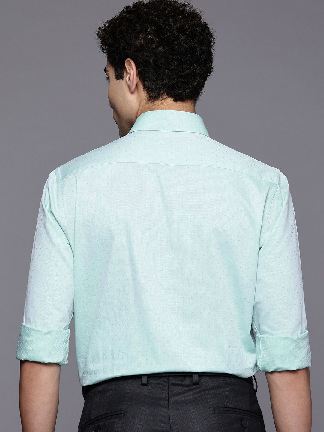 Raymond Slim Fit Textured Self Design Pure Cotton Formal Shirt