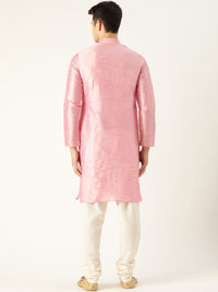 SOJANYA Men Pink Solid Kurta Lurus