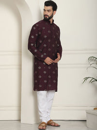 SOJANYA Geometric Embroidered Sequinned Cotton Silk Straight Kurta With Churidar