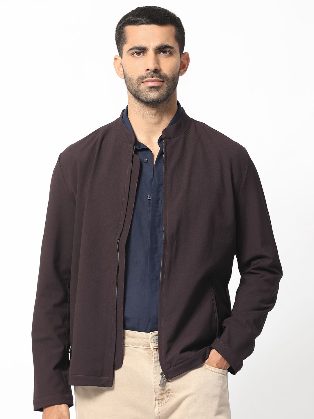 RARE RABBIT Men Rion Tailored Fit Mock Collar Jacket