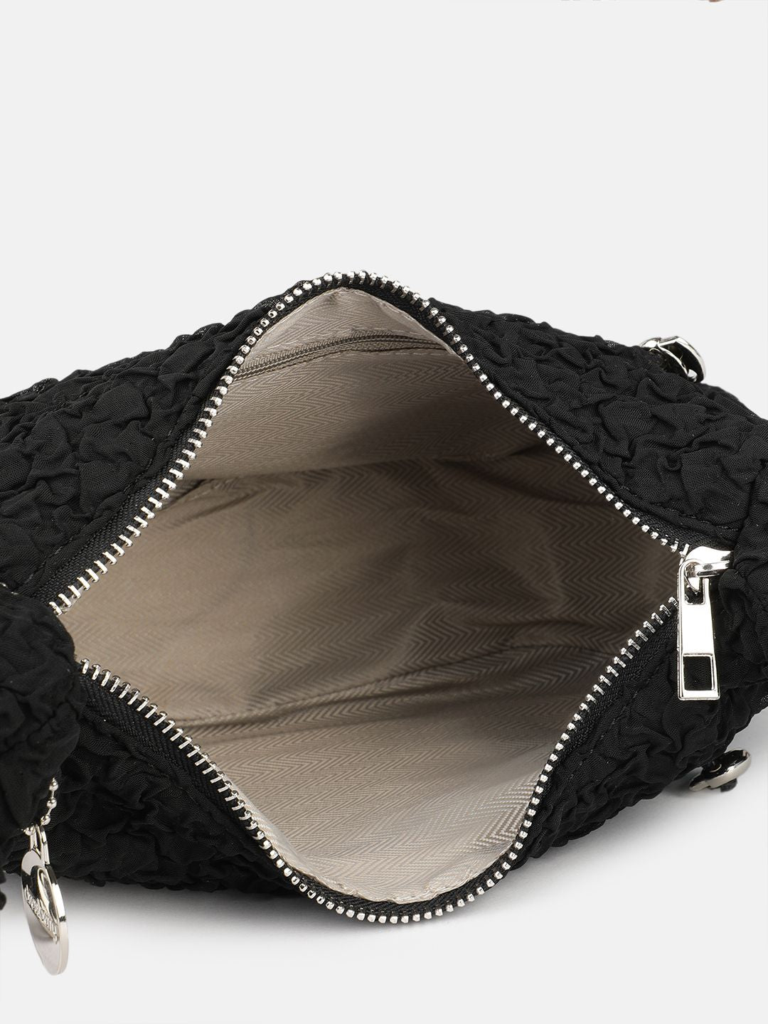 DressBerry Textured Self Design Half Moon Hobo Bag