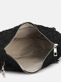DressBerry Textured Self Design Half Moon Hobo Bag