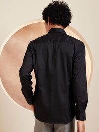 DENNISON Smart Abstract Printed Spread Collar Long Sleeve Cotton Shirt