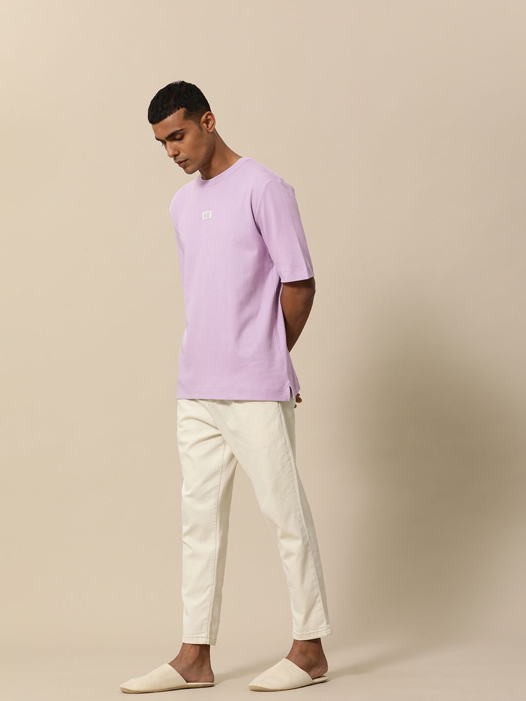 Mr Bowerbird Men Lavender Pure Cotton Philosophy Oversized T-shirt