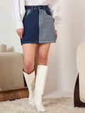 Berrylush Blue Denim A-line Mini Skirt