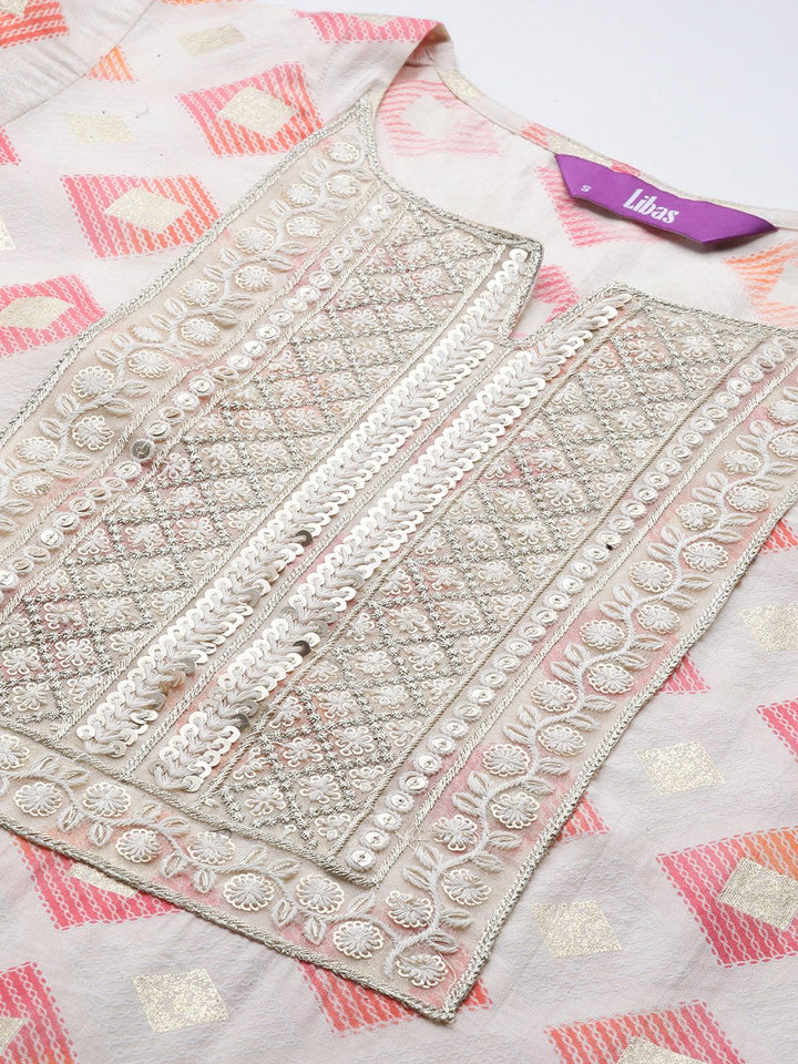 Libas Printed Regular Sequinned Kurta with Trousers & Dupatta