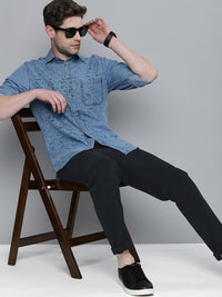 The Indian Garage Co Men Navy Blue Slim Fit Trousers