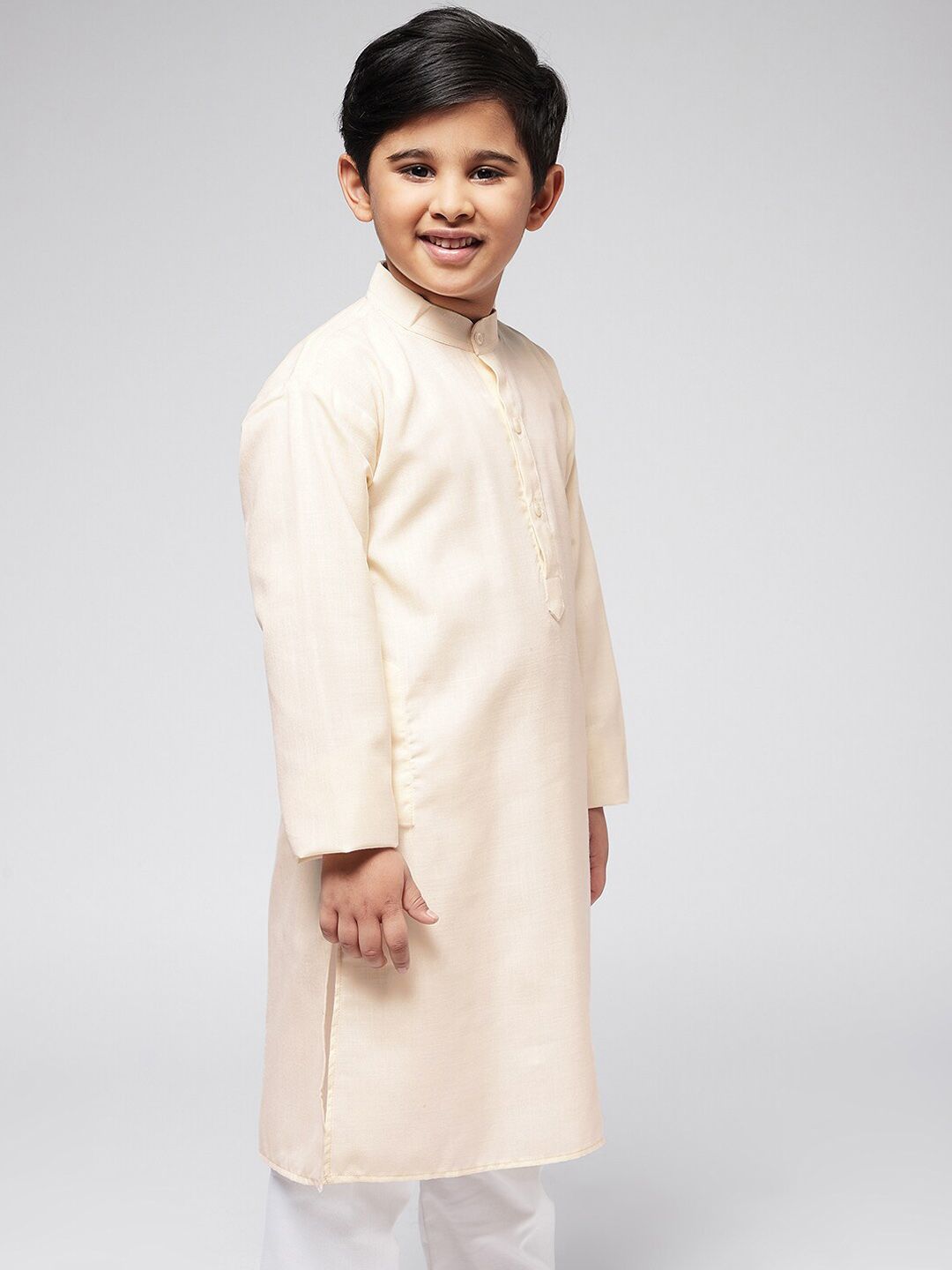 SOJANYA Boys Cream-Coloured Thread Work Kurta