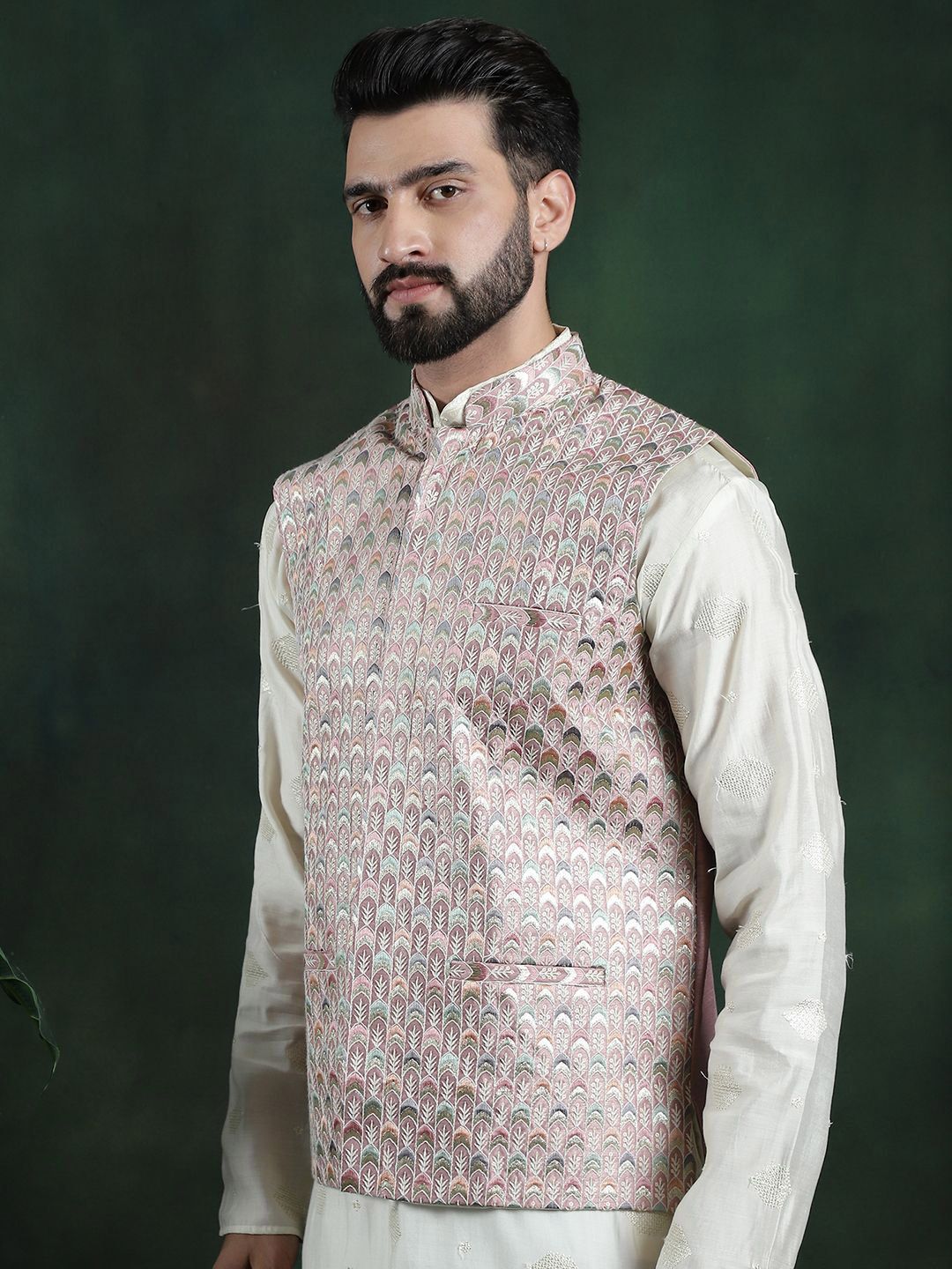 SOJANYA Jaket Nehru Bercetak Geometrik Lelaki