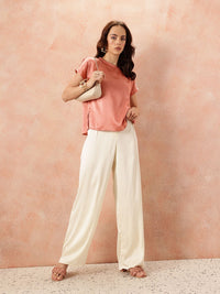 all about you  Crinkled Effect Extended Sleeves Satin Top