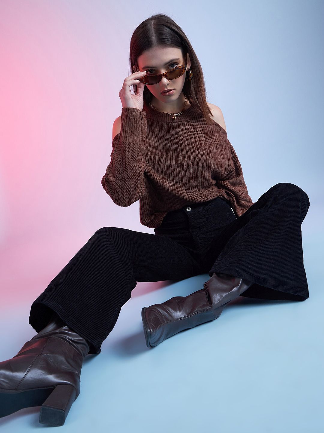 STREET 9 Women Relaxed Pure Cotton Flared Trousers