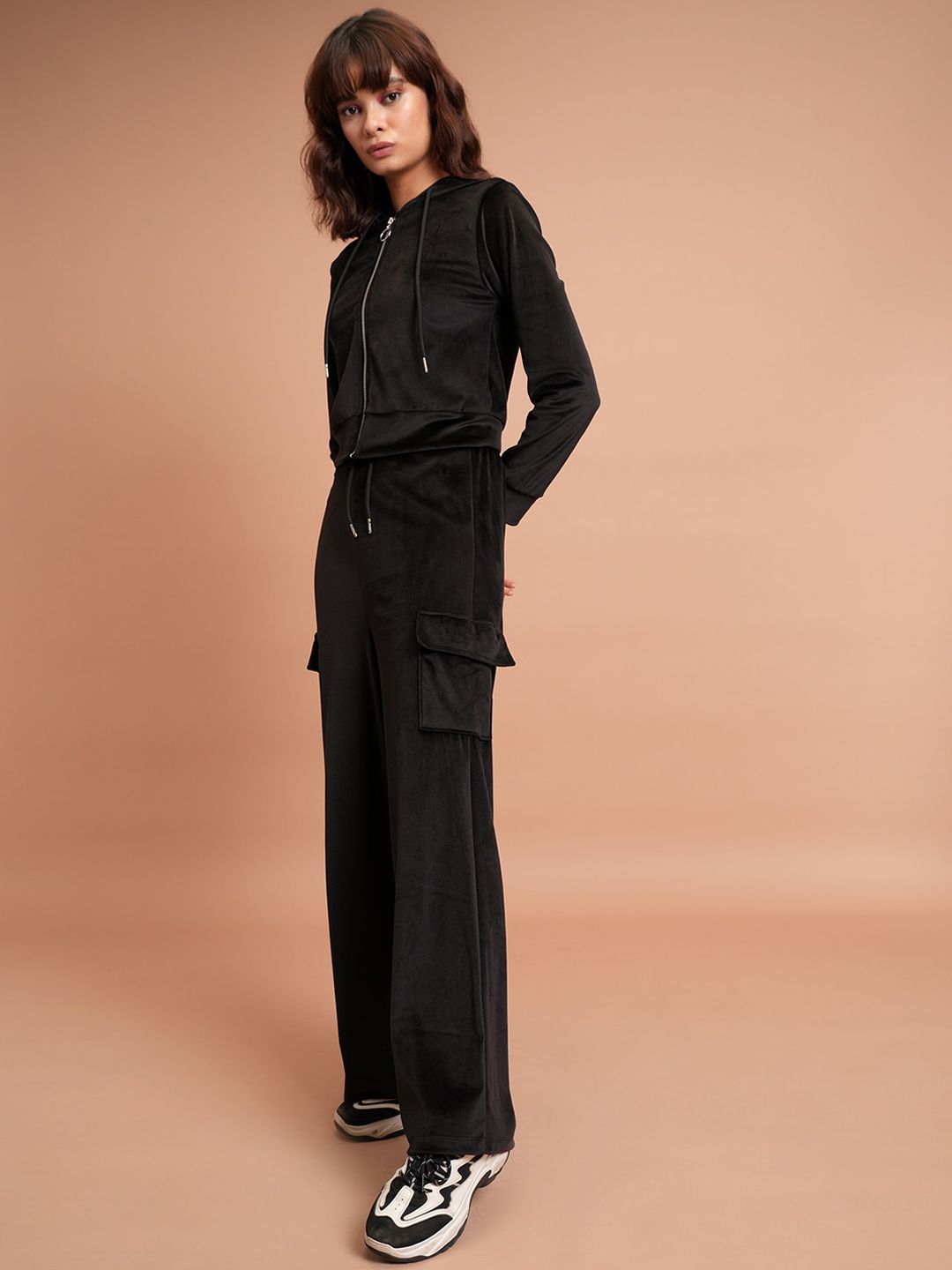 Tokyo Talkies Hooded Crop Sweatshirt & Wide Leg Cargo Trousers