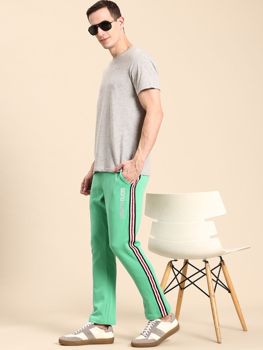 Being Human Men Pure Cotton Side Stripes Track Pants