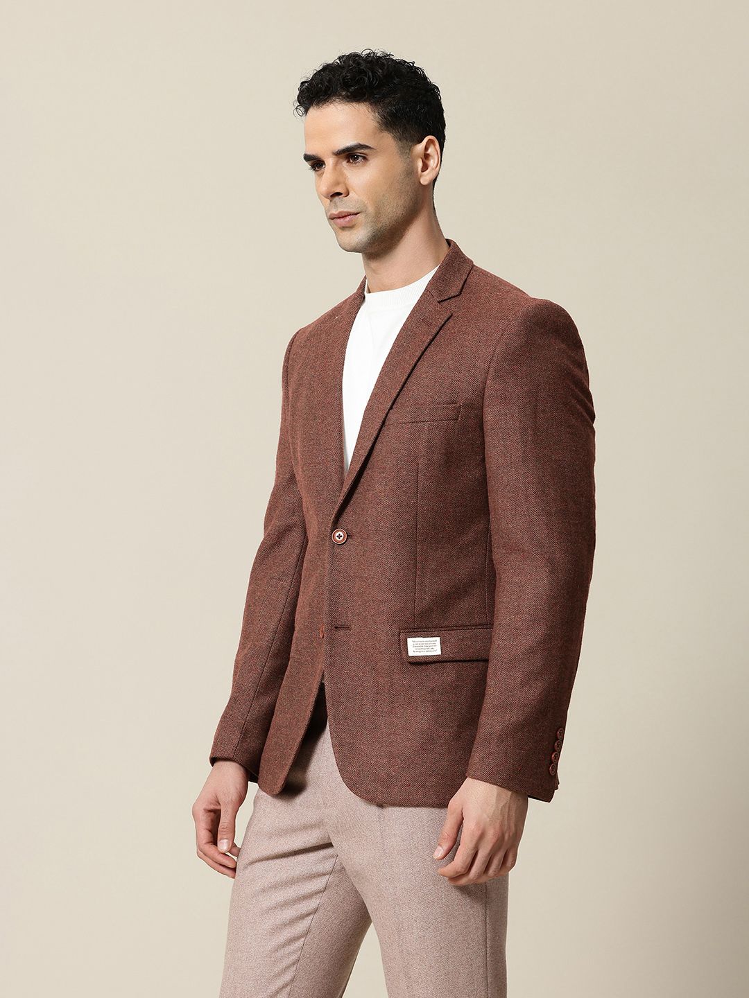 Mr.Bowerbird Self Design Tailored Fit Casual Blazer