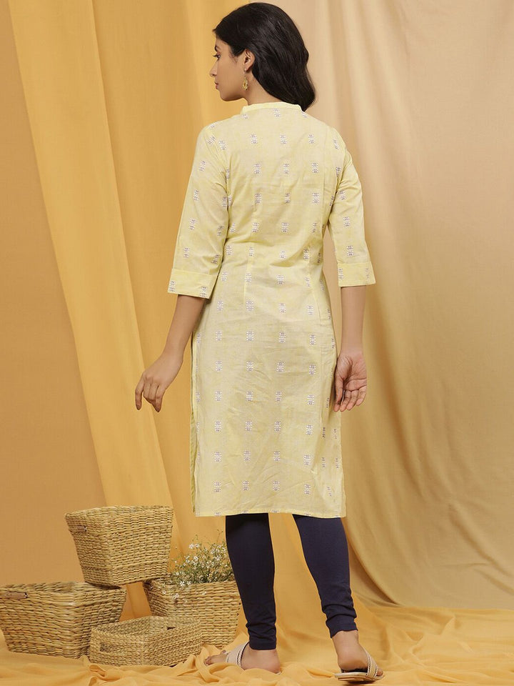 W Floral Printed Regular Pure Cotton Kurta With Tight