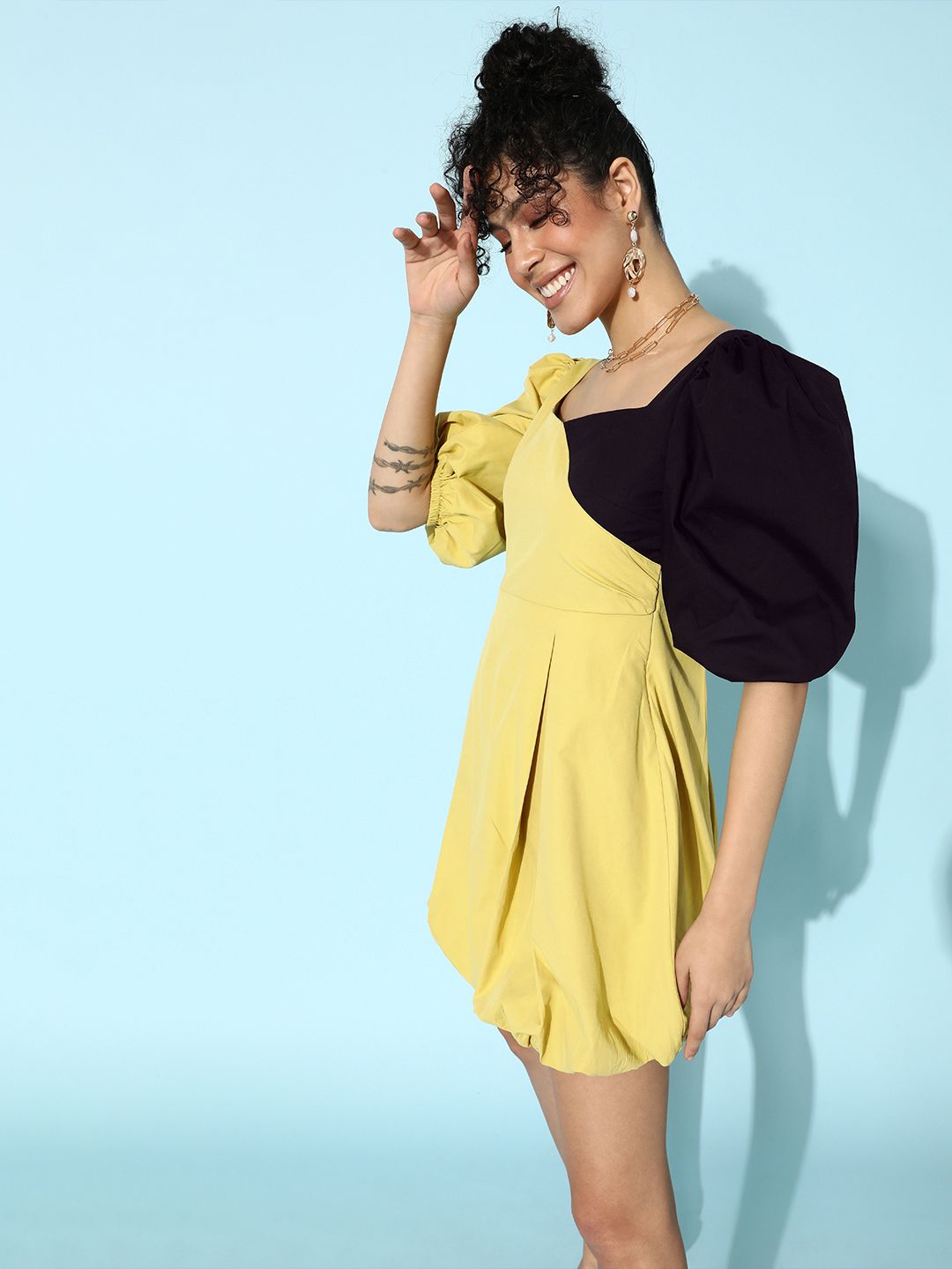 STREET 9 Women Yellow Solid Dress