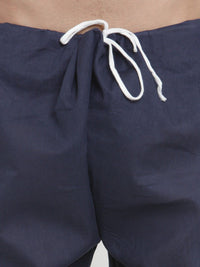 Jompers Men Navy Blue Embroidered  Kurta with Churidar