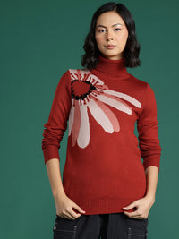 DressBerry Floral Printed Turtle Neck Pullover