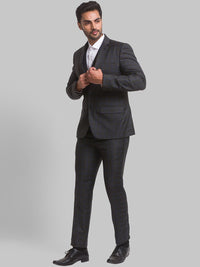 Park Avenue Men Checked Single Breasted Slim Fit 3-Peice Formal Suit