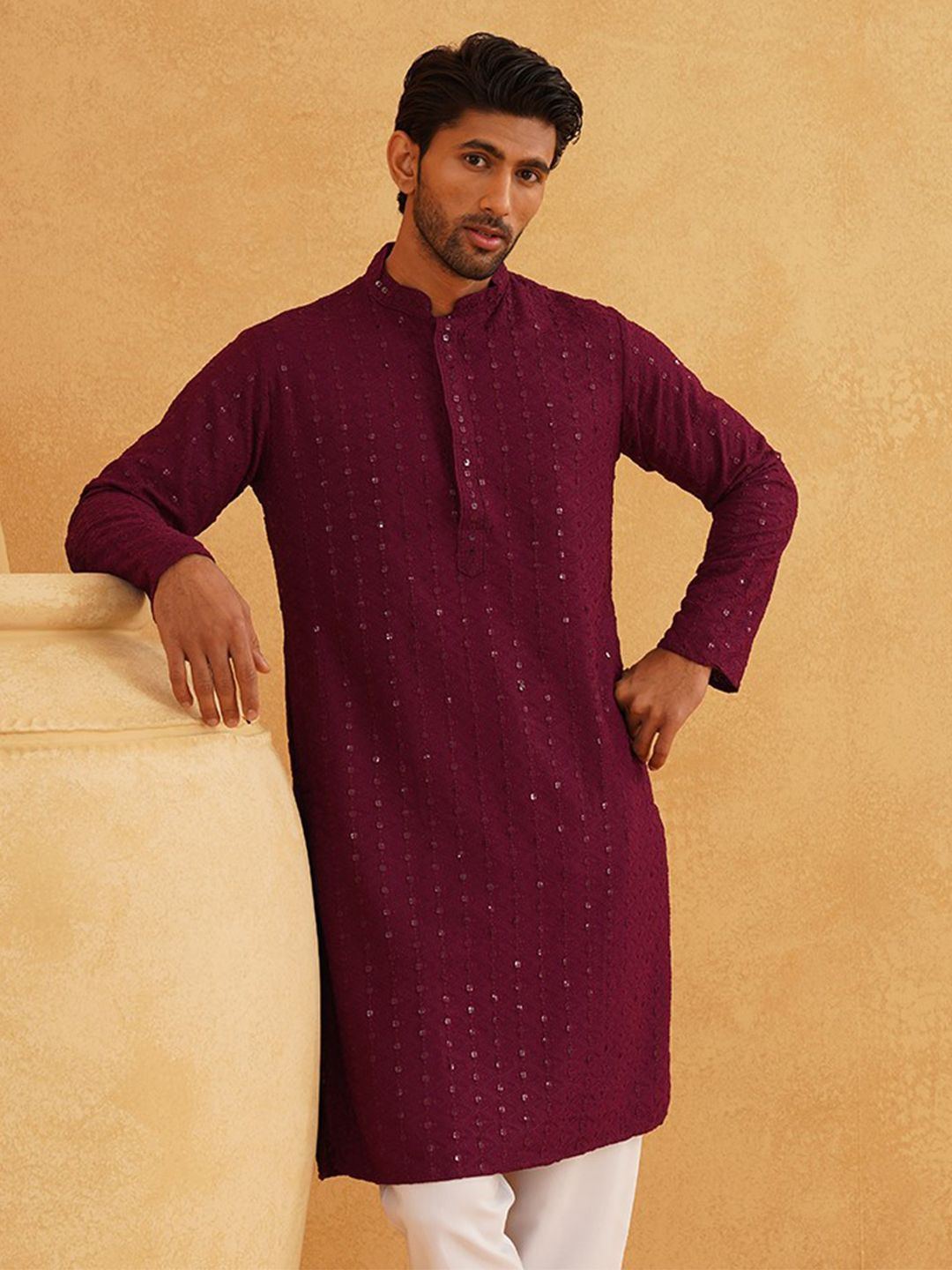 SOJANYA Motif Etnik Bersulam Kurta Kapas Tulen Labuci