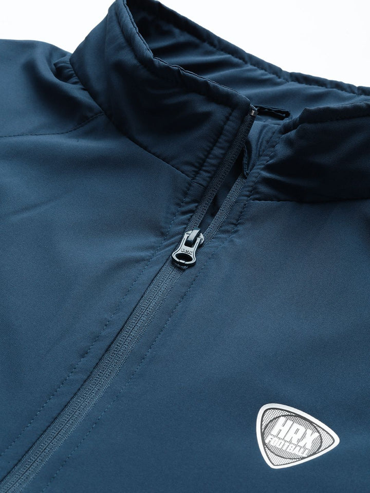 HRX by Hrithik Roshan Men Teal Blue Solid Football Rapid-Dry Sporty Jacket