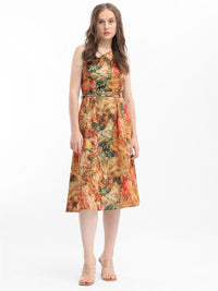 RAREISM Floral One Shoulder Print Fit & Flare Midi Dress