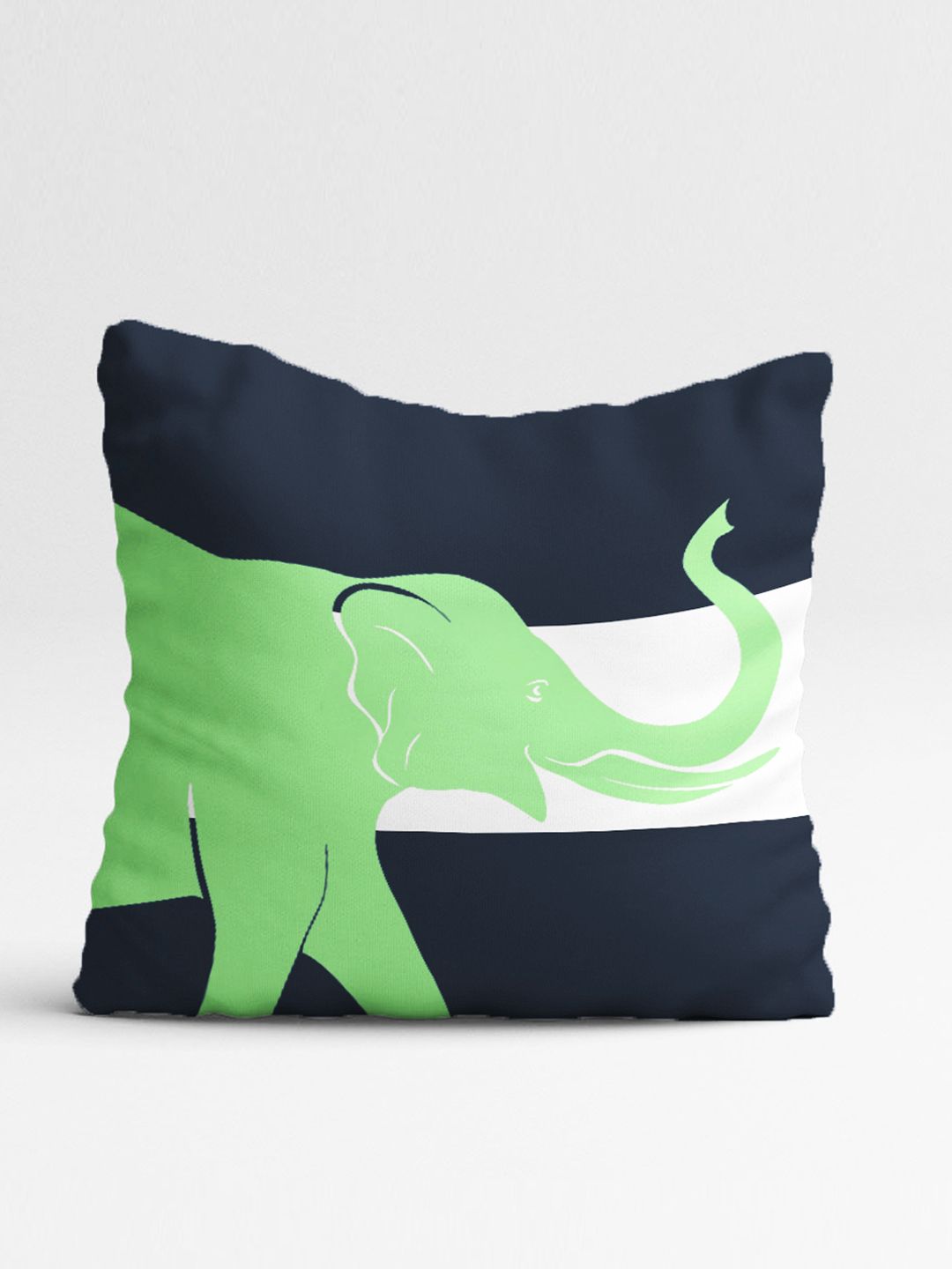 STITCHNEST Green & White Set of 5 Geometric Square Cushion Covers